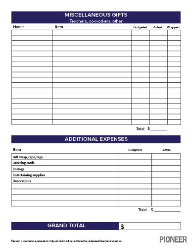 Holiday Spending Tracker Page 2 Screenshot